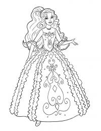Девушка в роскошном бальном платье Раскраски с цветами распечатать бесплатно