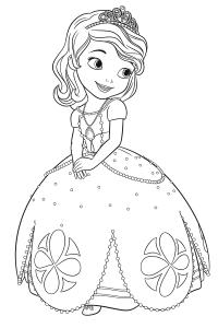 Маленькая принцесса симпатичным взглядом Раскраски цветы для девочек