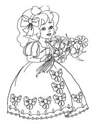 Девочка в платье с бантами Раскраски цветы скачать 