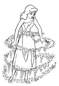 Девочка в волшебном платье Раскраски цветы скачать 