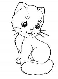 Пушистый котенок Для детей онлайн раскраски с цветами