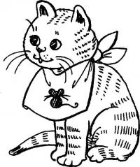 Котенок с повязкой Для детей онлайн раскраски с цветами