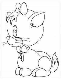 Котенок с бантиками Для детей онлайн раскраски с цветами