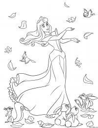 Принцесса осенью Раскраски цветы для девочек