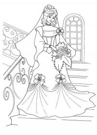 Свадебное платье Раскраски бесплатно онлайн с цветами