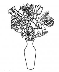 Цветы в вазе Раскраски с цветами распечатать бесплатно