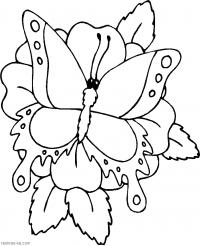 Цветы с бабочкой Онлайн бесплатные раскраски цветы