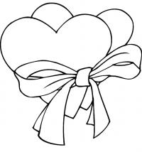 Сердечки в банте Раскраски цветы онлайн скачать и распечатать