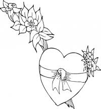 Сердце Раскраски цветы онлайн скачать и распечатать