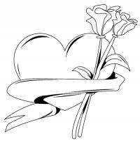 Сердечка с лентой Раскраски цветы онлайн скачать и распечатать