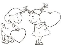 Сердечки, мальчик и девочка Раскраски цветы онлайн скачать и распечатать