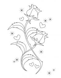 Сердечки и цветок Раскраски цветы онлайн скачать и распечатать
