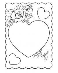 Сердечки, рамка Раскраски цветы онлайн скачать и распечатать